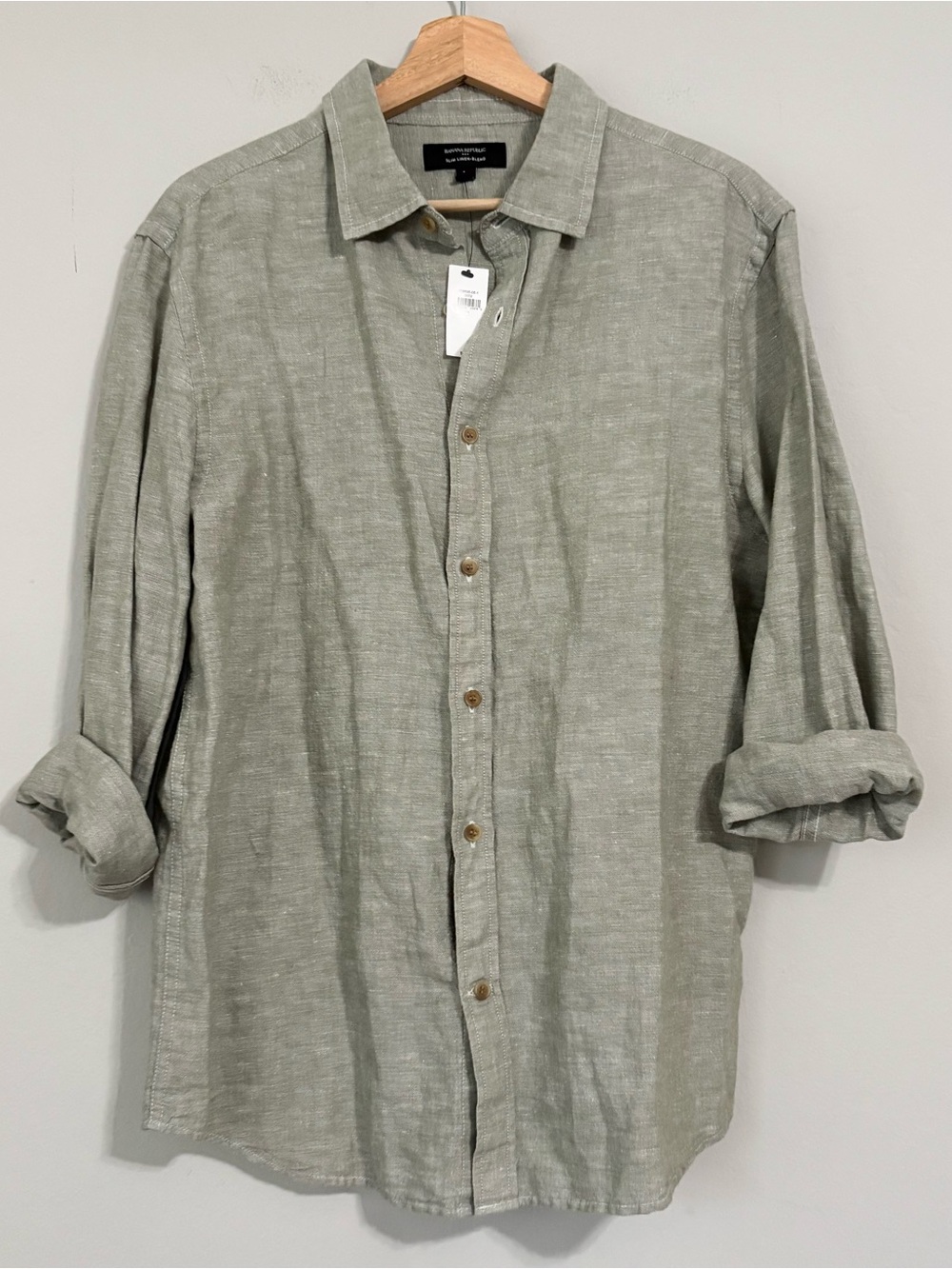 NEW J Crew Linen Blend Sage Green Button Down Shirt